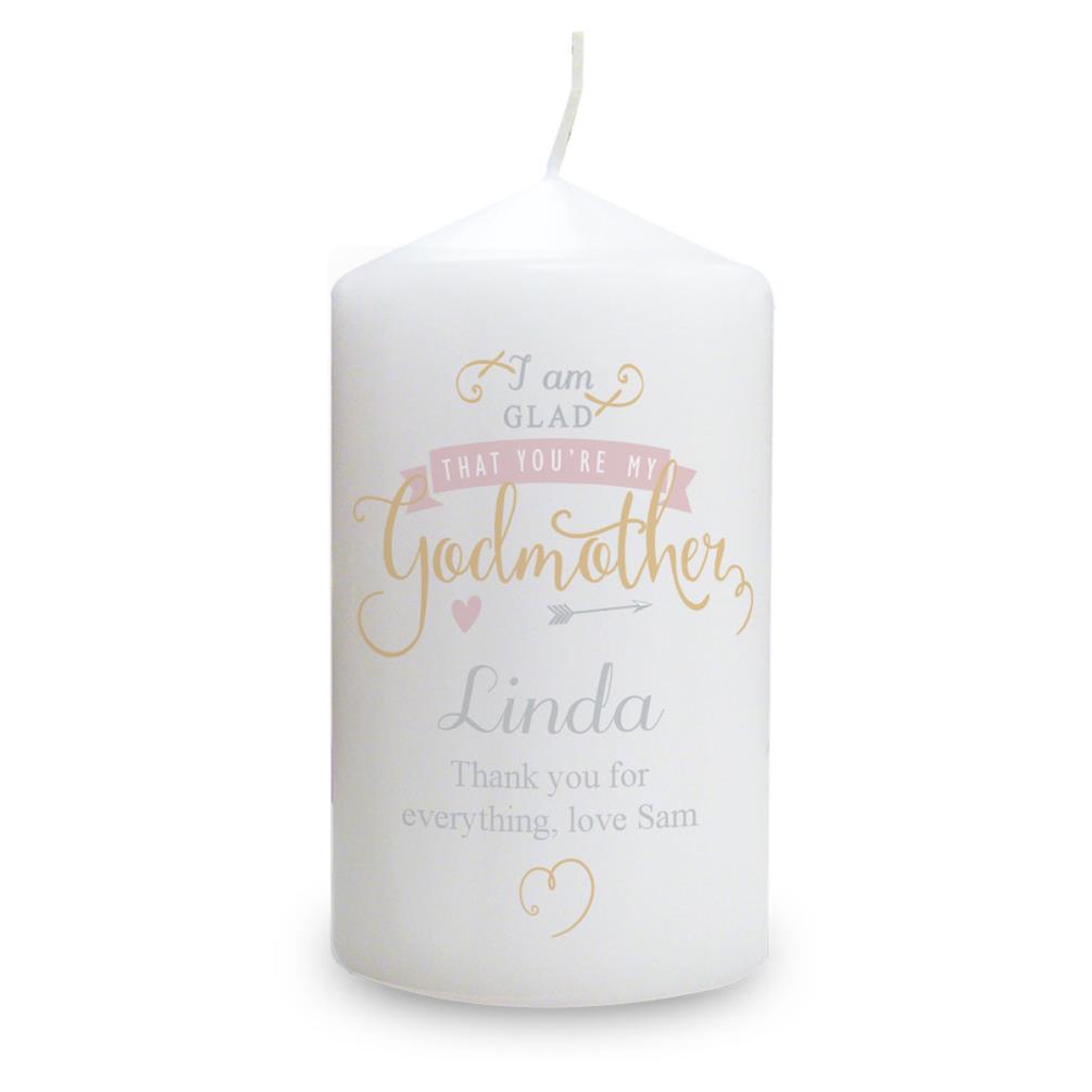 Personalised I Am Glad Godmother Pillar Candle £11.69